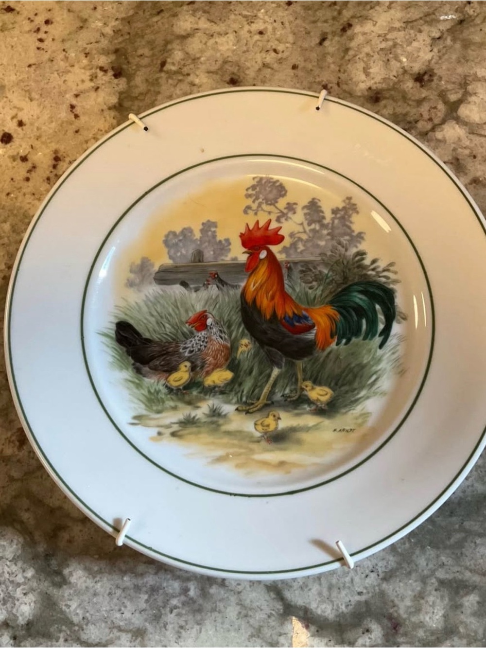 J.W.K. Bavaria Western Germany Rooster and Hen Decorative Plate